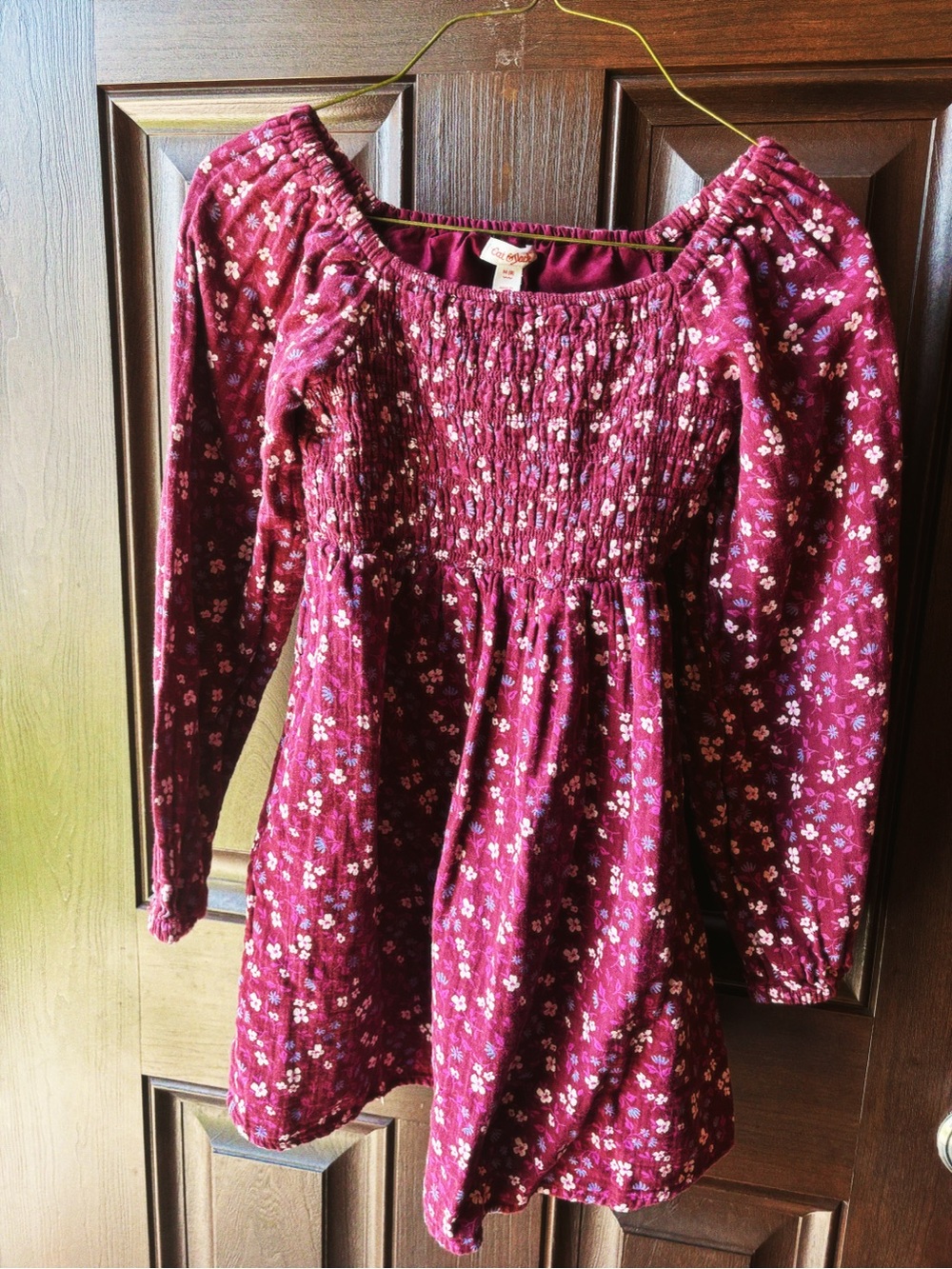 Cat & Jack Burgundy Floral Smocked Bodice Casual Dress